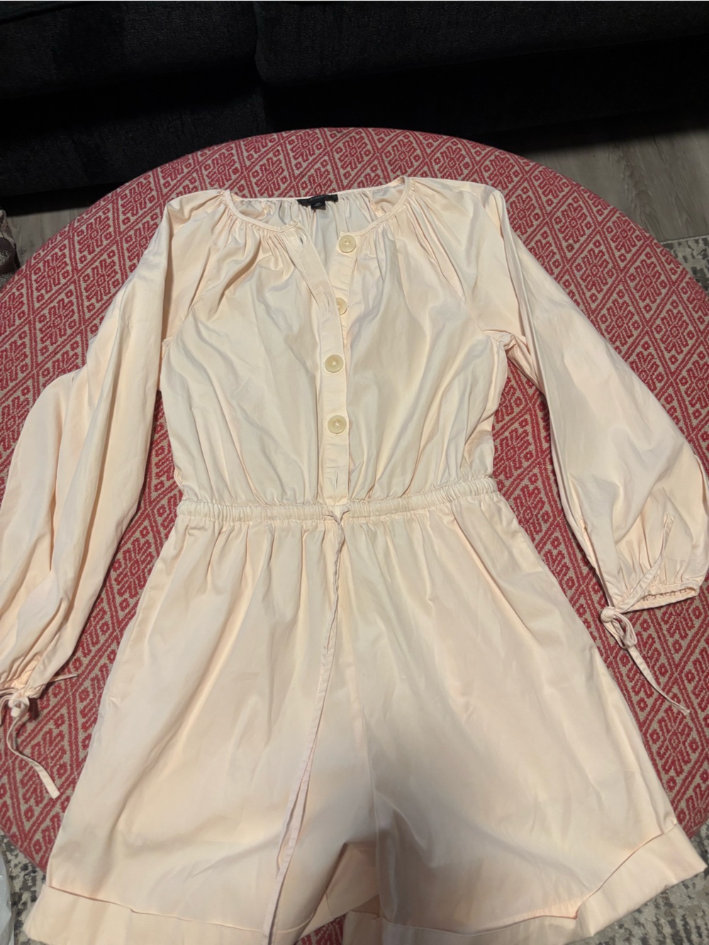 J. Crew Pale Pink Button-Front Romper